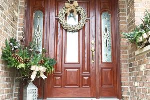 dark brown/red door